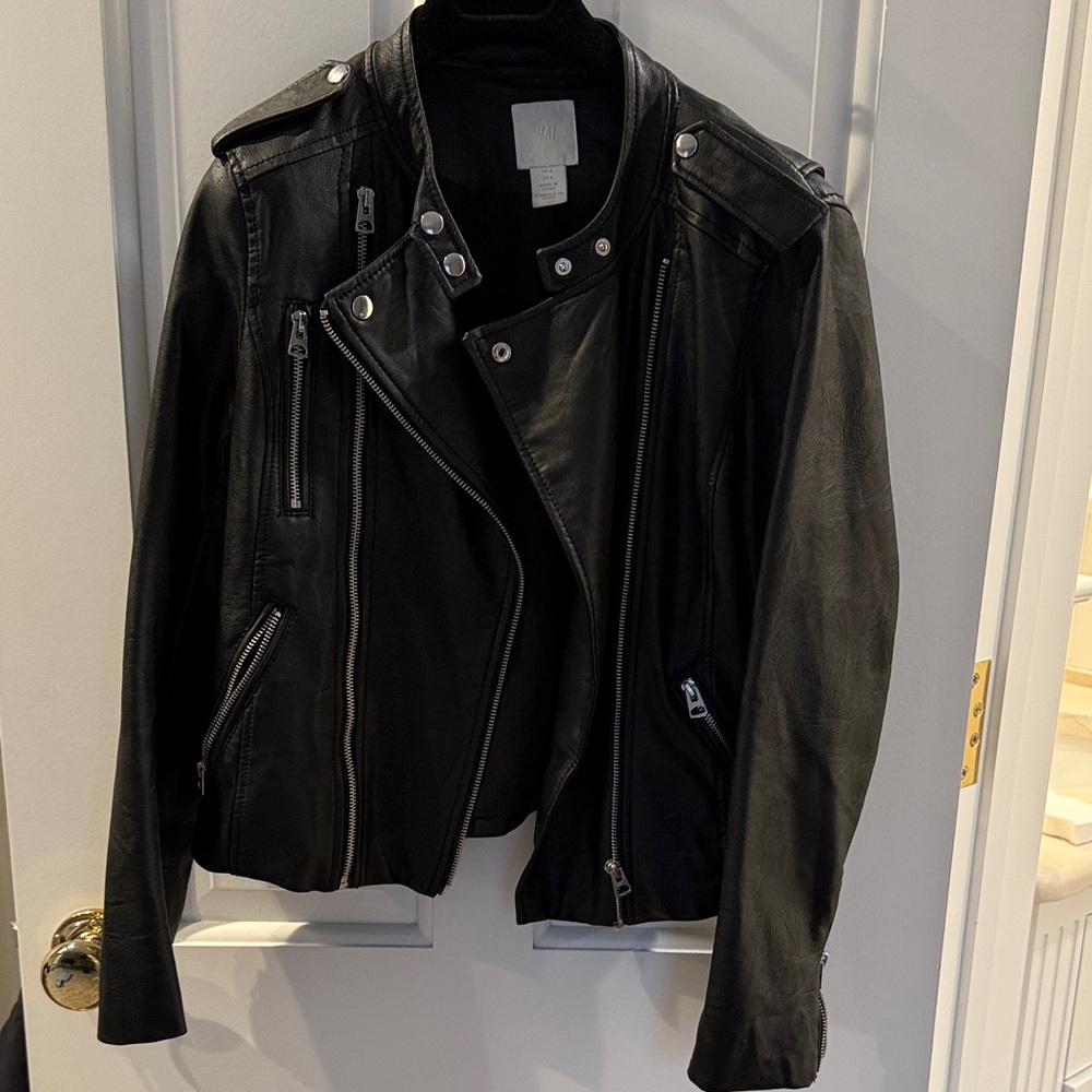 Black Faux Leather Biker Jacket
